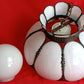 Vintage White Slag Glass Tiffany Style Large Swag Pendant Ornate Rubbed Bronze Finish Rose Design Milk Glass Globe Metal Chain 19” D