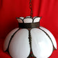 Vintage White Slag Glass Tiffany Style Large Swag Pendant Ornate Rubbed Bronze Finish Rose Design Milk Glass Globe Metal Chain 19” D