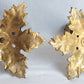 Vintage Pair Candlestick Holders French Baroque Rococo Style Brass Gold Finish Stylized Dolphins Column Leaf Base