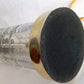Vintage MCM Cut Clear Crystal Glass Table Lamp Brass Cylindrical Body Cubed Panels Hollywood Regency Style