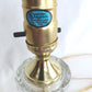 Vintage MCM Cut Clear Crystal Glass Table Lamp Brass Cylindrical Body Cubed Panels Hollywood Regency Style