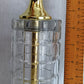 Vintage MCM Cut Clear Crystal Glass Table Lamp Brass Cylindrical Body Cubed Panels Hollywood Regency Style