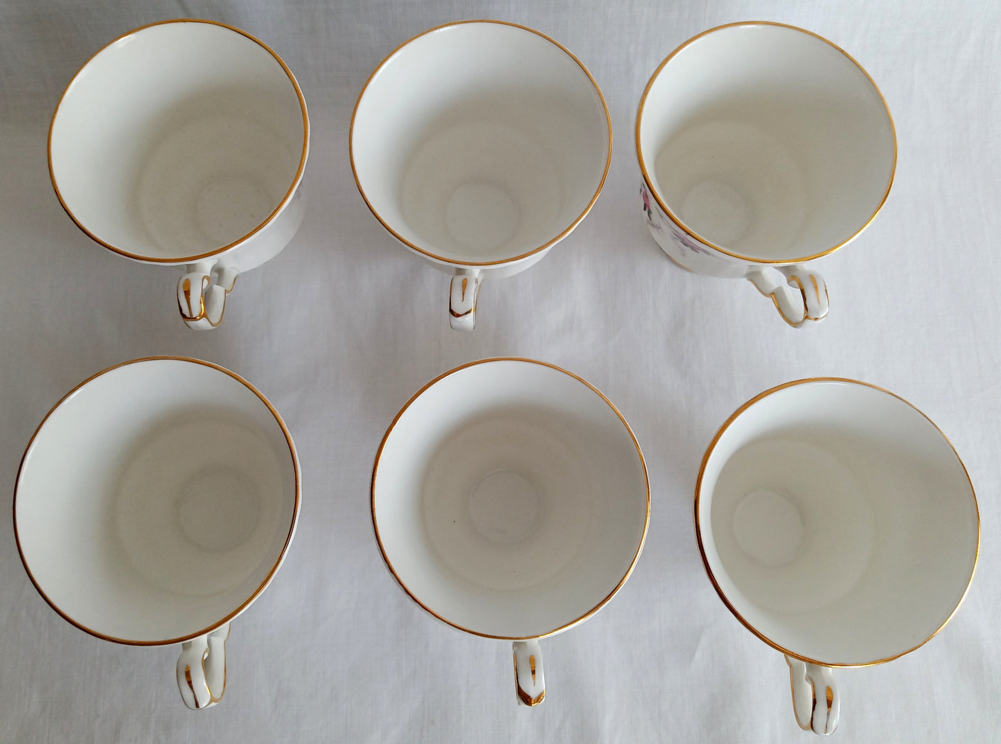Vintage Set of 6 Windsor Rose Footed Gold Trim Teacup Saucer Exclusive Hammersley Fine China Princess House Collection Made in England
