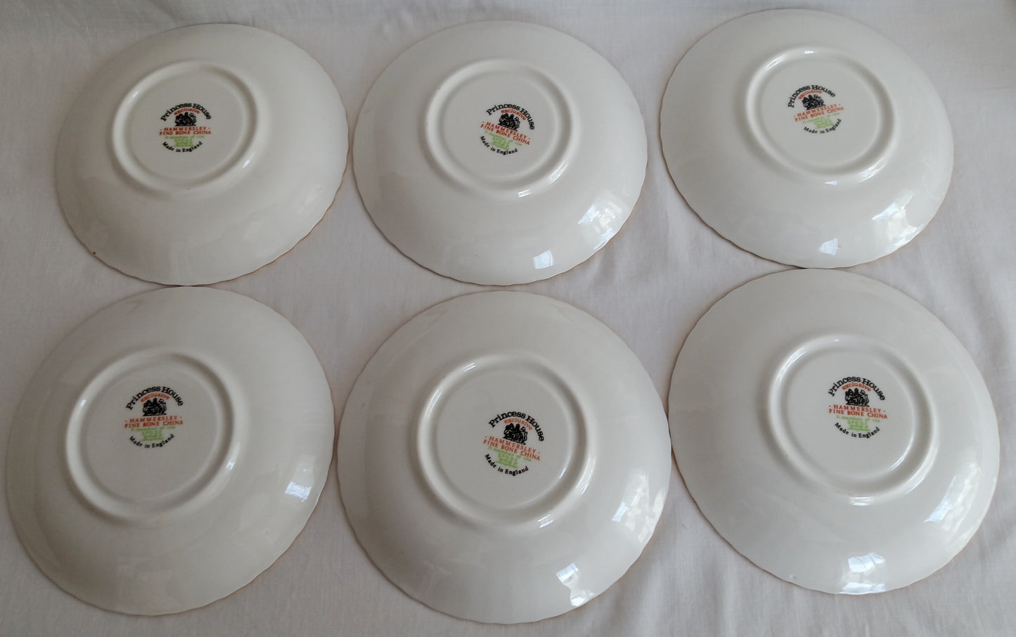 Vintage Set of 6 Windsor Rose Footed Gold Trim Teacup Saucer Exclusive Hammersley Fine China Princess House Collection Made in England