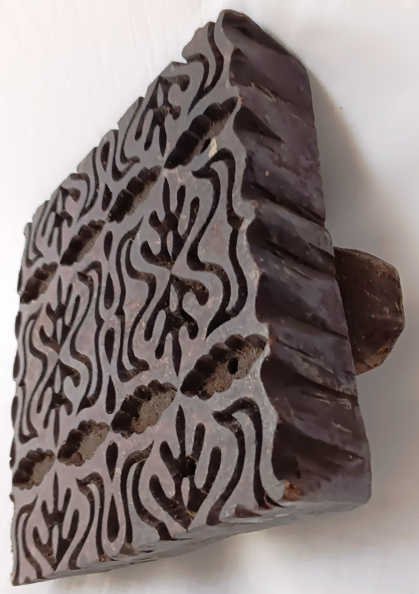 Antique Vintage Folk Art Hand Carved Wood Printing Block Textile Wall Stamp Crafts Tool