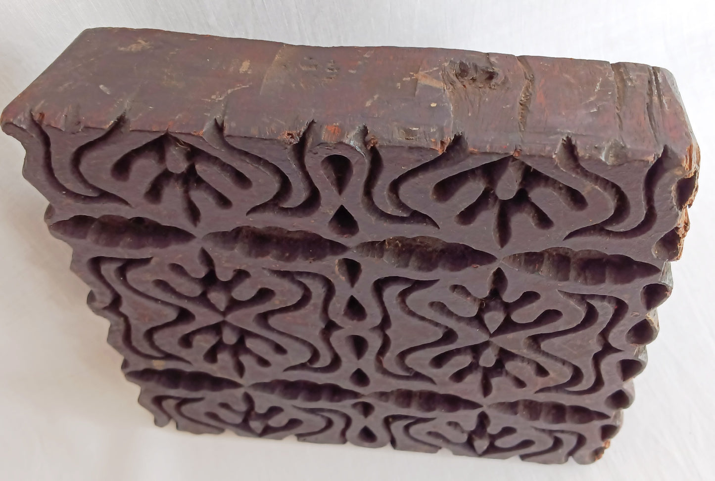 Antique Vintage Folk Art Hand Carved Wood Printing Block Textile Wall Stamp Crafts Tool