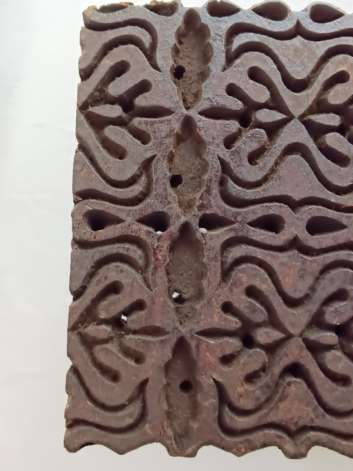 Antique Vintage Folk Art Hand Carved Wood Printing Block Textile Wall Stamp Crafts Tool
