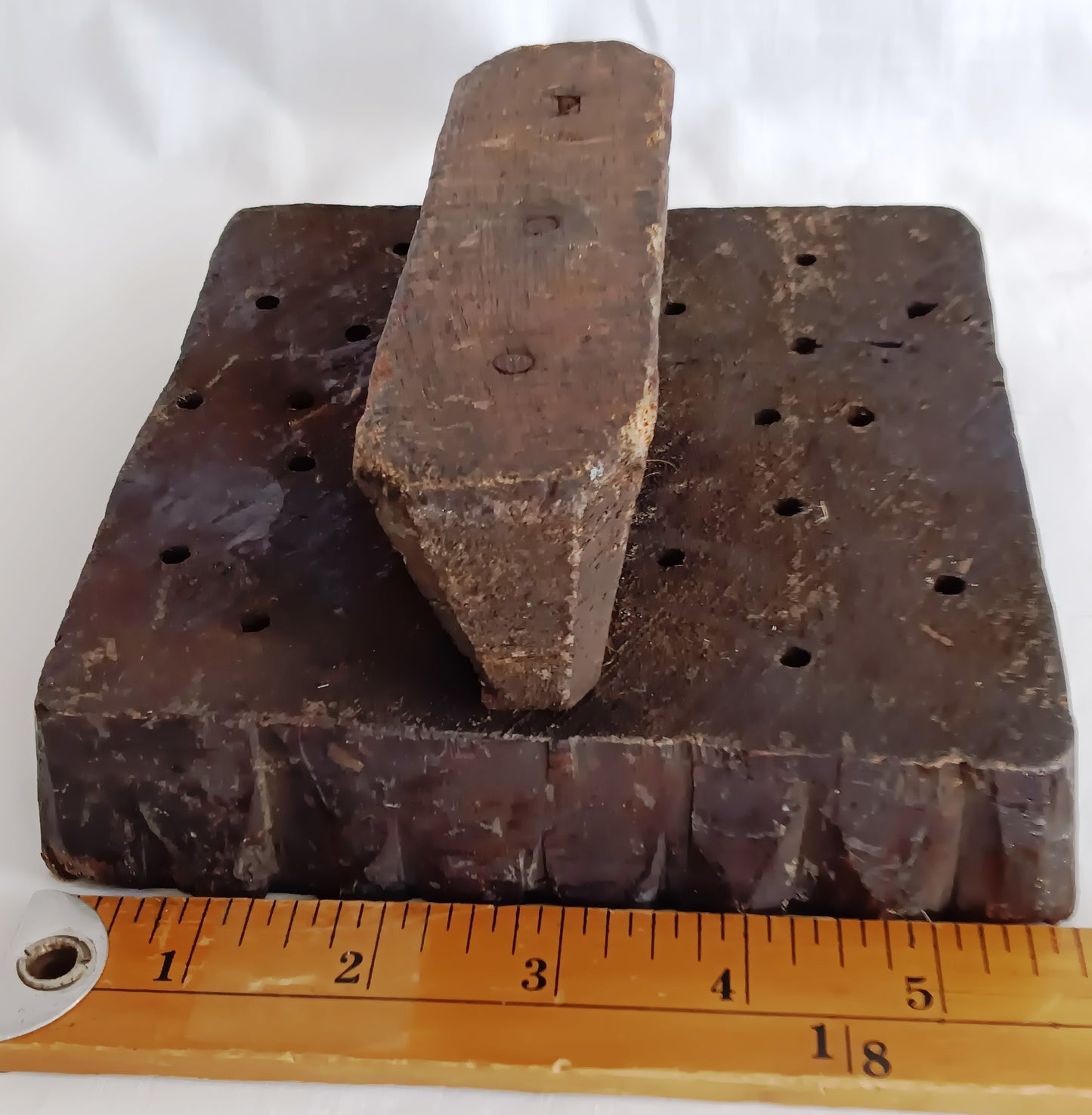 Antique Vintage Folk Art Hand Carved Wood Printing Block Textile Wall Stamp Crafts Tool