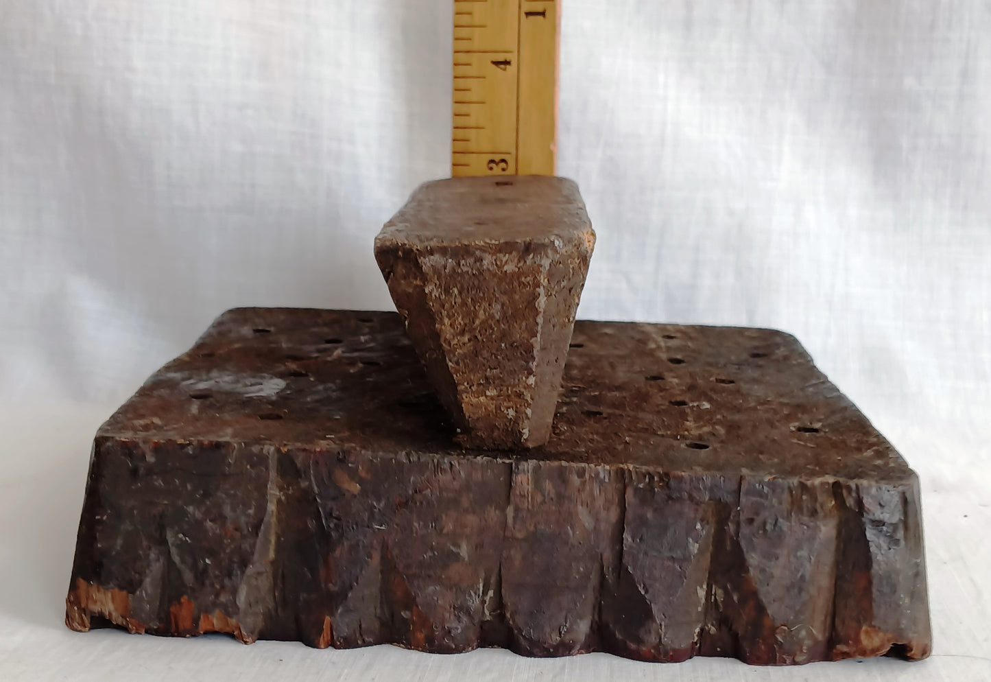 Antique Vintage Folk Art Hand Carved Wood Printing Block Textile Wall Stamp Crafts Tool