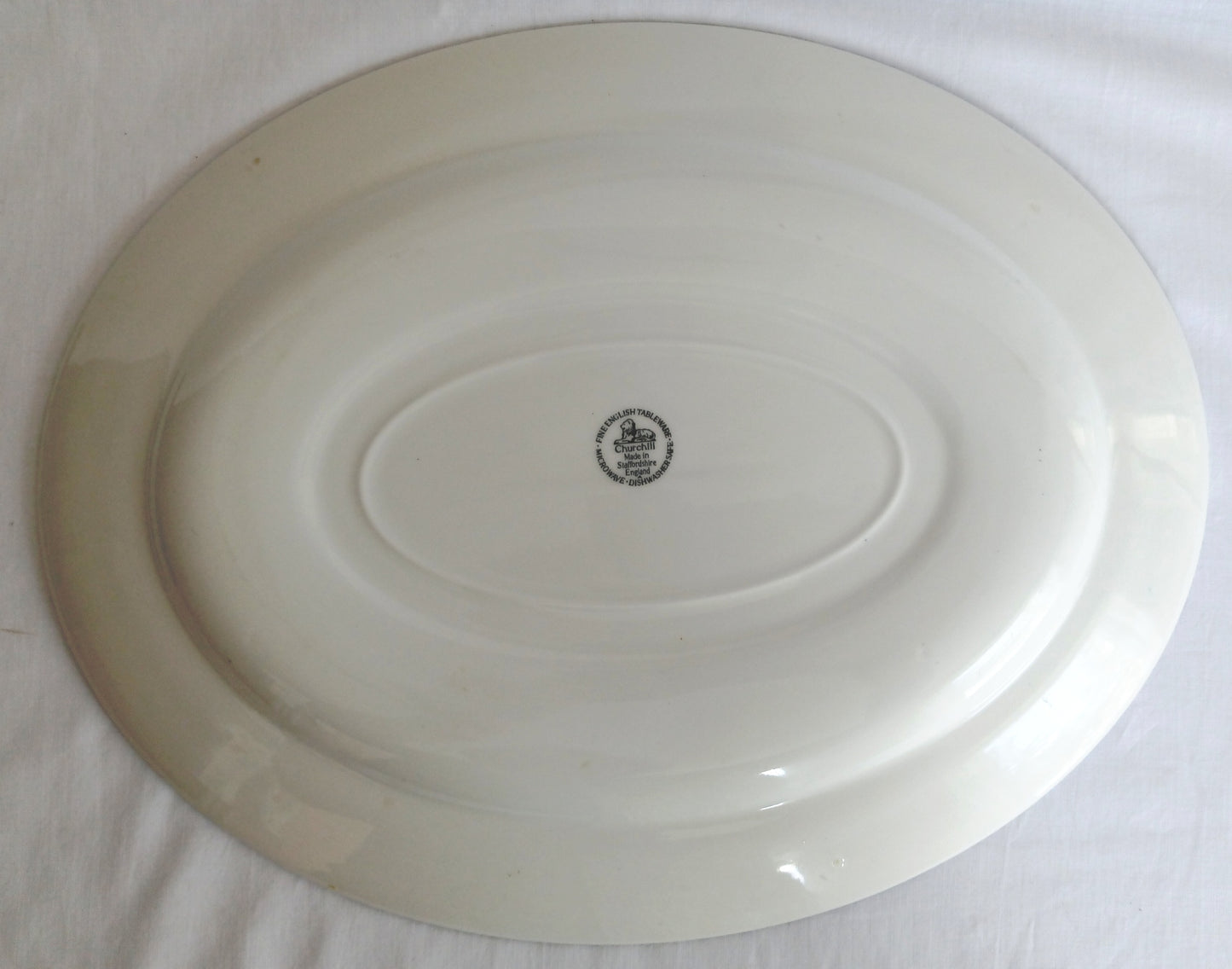 Vintage Churchill Blue Willow Pattern Ceramic Oval Large Plate Serving Platter Made in Staffordshire England Tableware 14.5” L