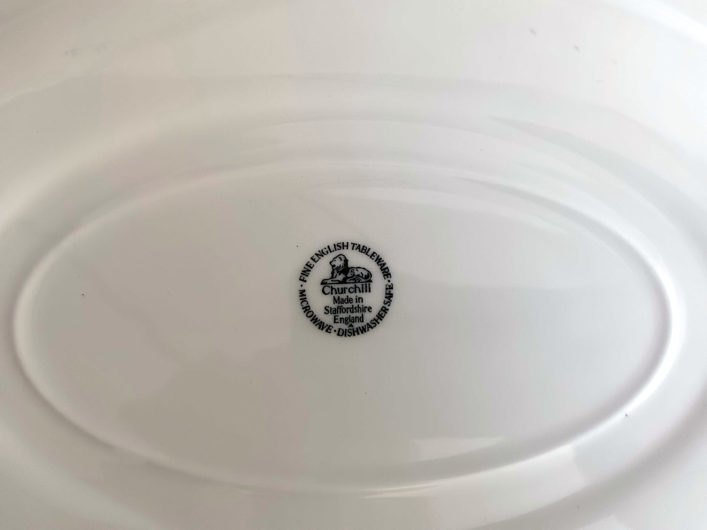 Vintage Churchill Blue Willow Pattern Ceramic Oval Large Plate Serving Platter Made in Staffordshire England Tableware 14.5” L