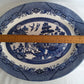 Vintage Churchill Blue Willow Pattern Ceramic Oval Large Plate Serving Platter Made in Staffordshire England Tableware 14.5” L