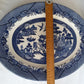 Vintage Churchill Blue Willow Pattern Ceramic Oval Large Plate Serving Platter Made in Staffordshire England Tableware 14.5” L