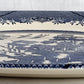 Vintage Churchill Blue Willow Pattern Ceramic Oval Large Plate Serving Platter Made in Staffordshire England Tableware 14.5” L