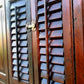 Antique Pair Reclaimed Salvaged Shutter SOLID Wood Wooden Interior Window Bi-fold Shutter 4 Raised Panels Country Rustic Décor -AS IS