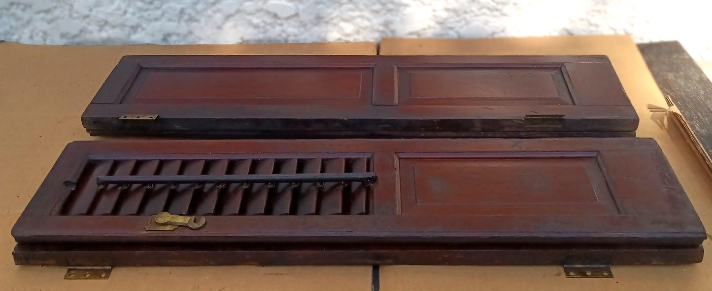 Antique Pair Reclaimed Salvaged Shutter SOLID Wood Wooden Interior Window Bi-fold Shutter 4 Raised Panels Country Rustic Décor -AS IS