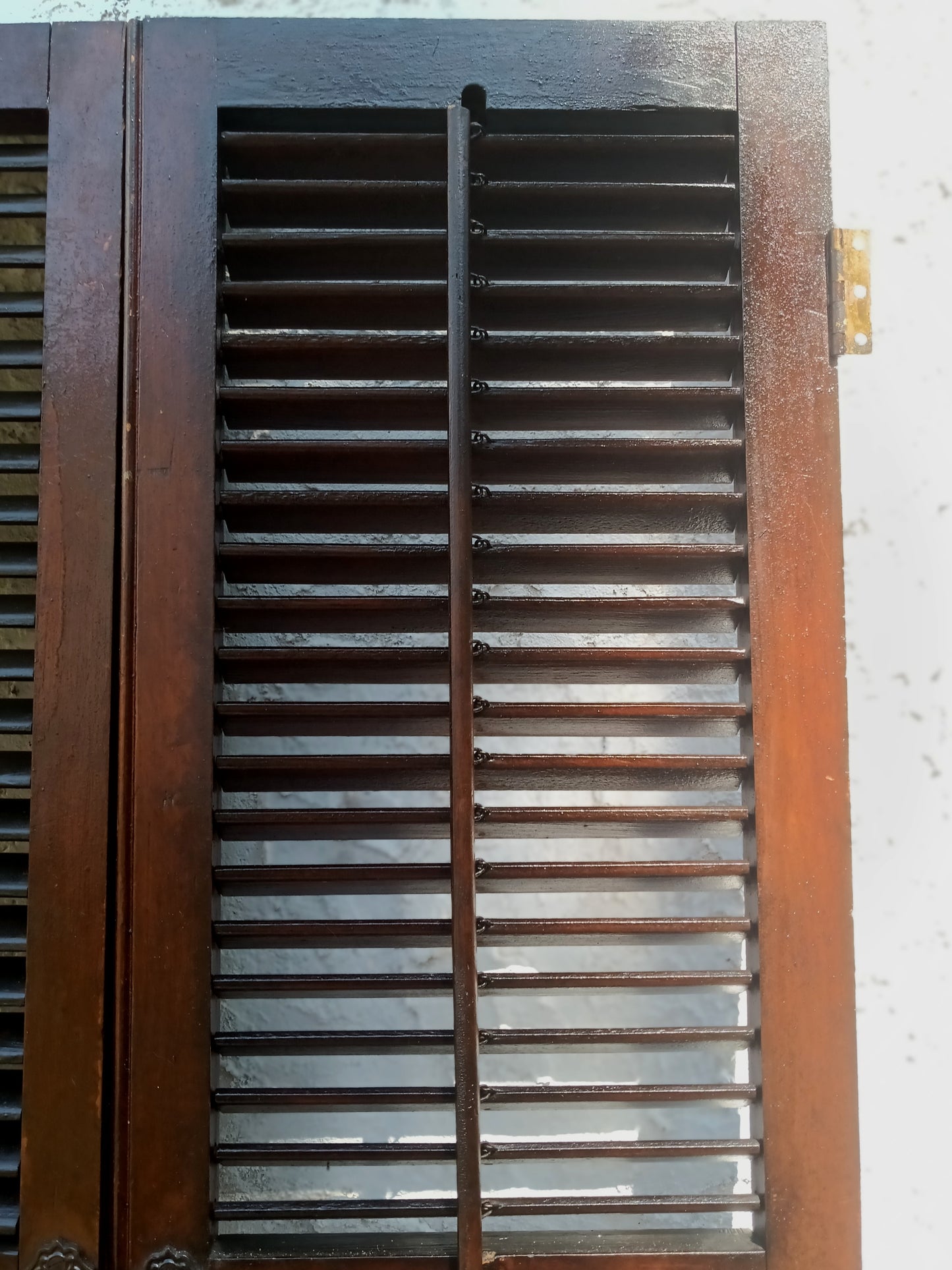 Antique Old Reclaimed Salvaged SOLID Wood Wooden Interior Window Pair Shutters 2 Panels Country Rustic Décor 22" W x 40 3/4” H