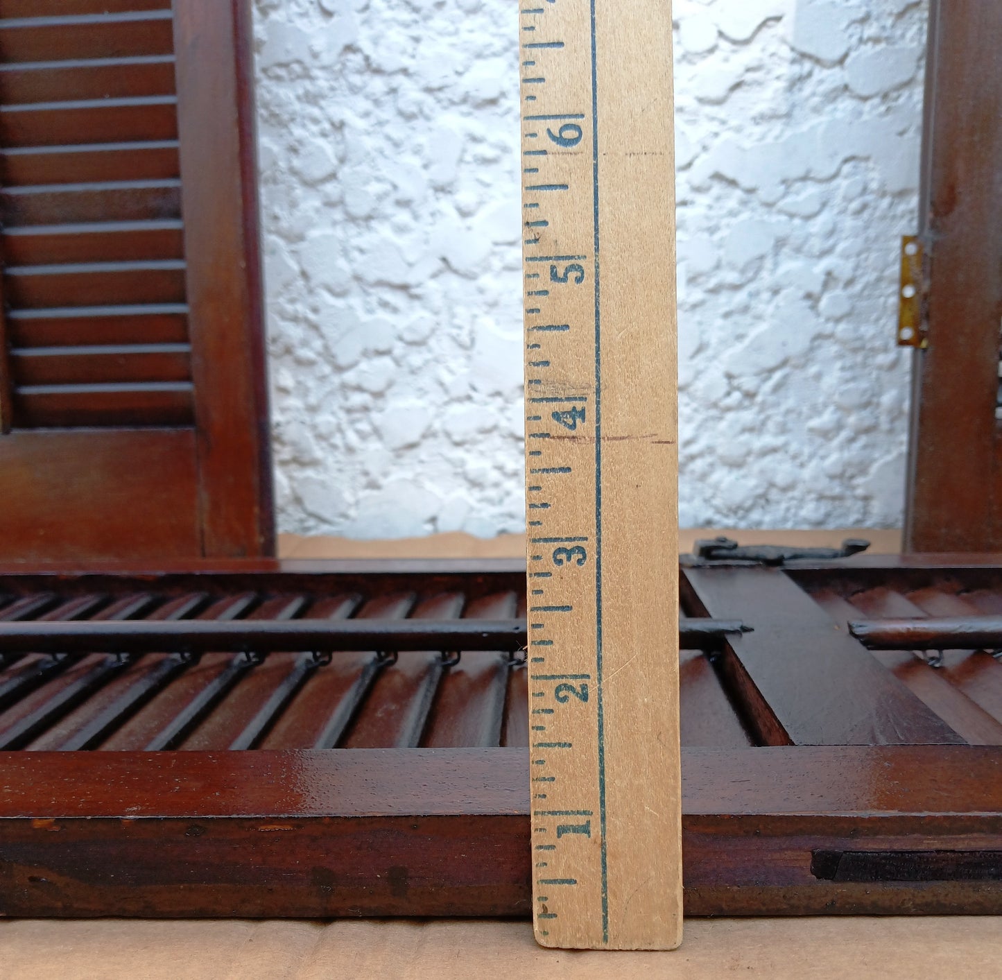Antique Old Reclaimed Salvaged SOLID Wood Wooden Interior Window Pair Shutters 2 Panels Country Rustic Décor 22" W x 40 3/4” H
