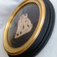 Pair Sungott Art Studios NY Neoclassical Bisque Porcelain Bas Relief Wall Plaques Wood Gilt Domed Glass Hollywood Regency