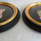 Pair Sungott Art Studios NY Neoclassical Bisque Porcelain Bas Relief Wall Plaques Wood Gilt Domed Glass Hollywood Regency