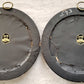 Pair Sungott Art Studios NY Neoclassical Bisque Porcelain Bas Relief Wall Plaques Wood Gilt Domed Glass Hollywood Regency