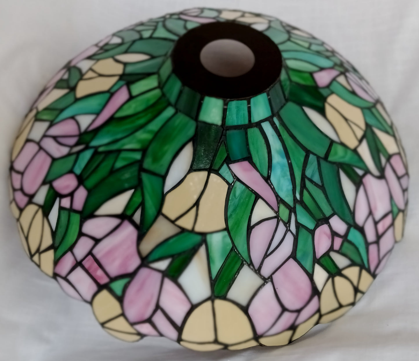 Vintage Tiffany Style-Stained Slag Glass Lampshade Floral Design Pendant Floor Table Lamp Replacement DIY Lighting Project 15” D