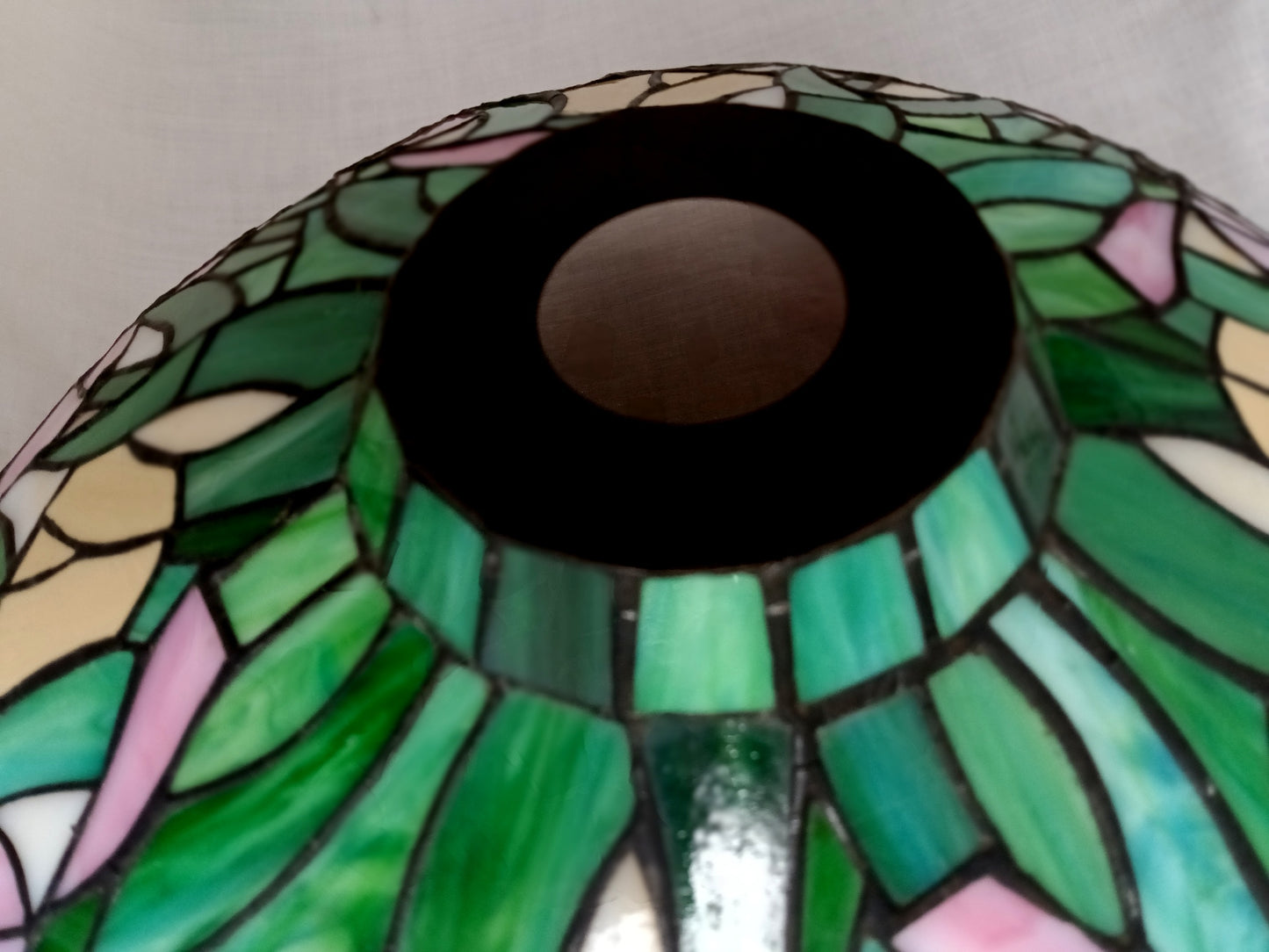 Vintage Tiffany Style-Stained Slag Glass Lampshade Floral Design Pendant Floor Table Lamp Replacement DIY Lighting Project 15” D