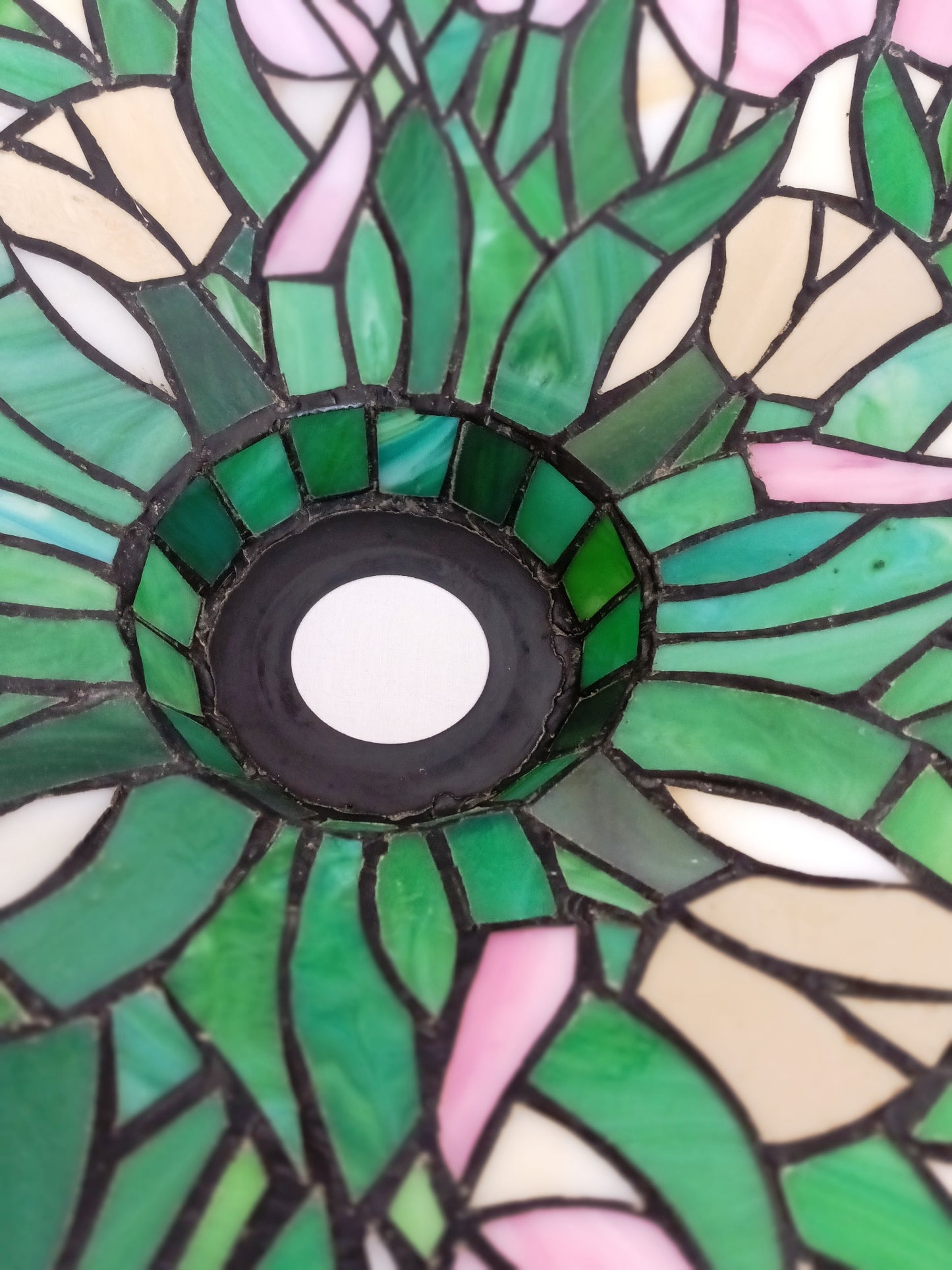 Vintage Tiffany Style-Stained Slag Glass Lampshade Floral Design Pendant Floor Table Lamp Replacement DIY Lighting Project 15” D