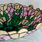 Vintage Tiffany Style-Stained Slag Glass Lampshade Floral Design Pendant Floor Table Lamp Replacement DIY Lighting Project 15” D