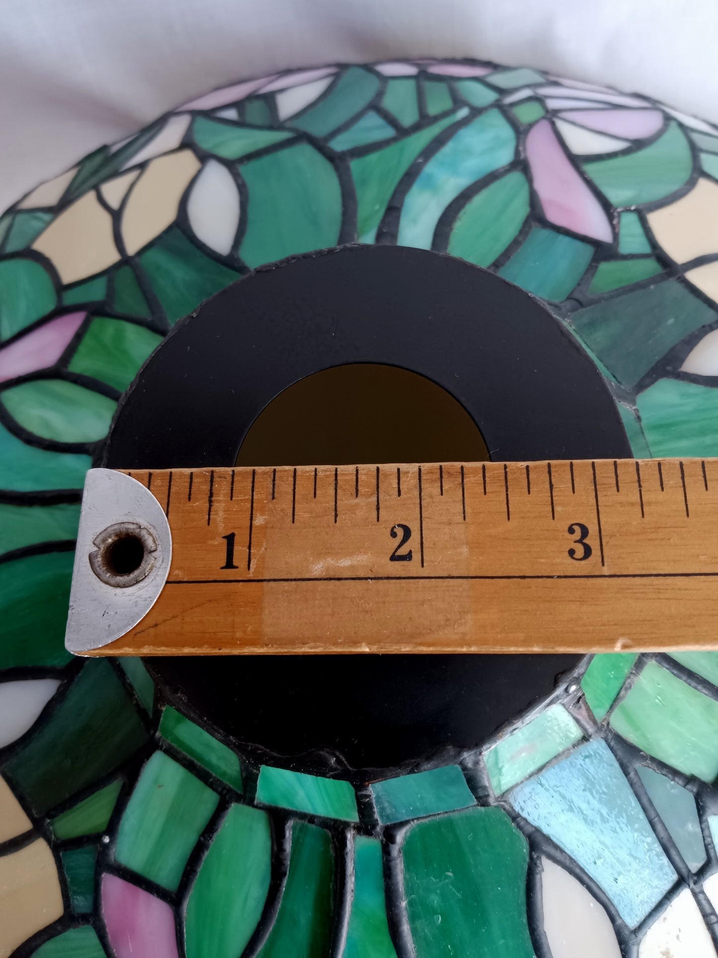 Vintage Tiffany Style-Stained Slag Glass Lampshade Floral Design Pendant Floor Table Lamp Replacement DIY Lighting Project 15” D