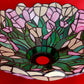 Vintage Tiffany Style-Stained Slag Glass Lampshade Floral Design Pendant Floor Table Lamp Replacement DIY Lighting Project 15” D