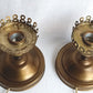Vintage Pair MCM Electric Hurricane Table Lamps Frosted Clear Glass Globe Etched Grape Leaf Design Brass Finish Metal Retro Lighting
