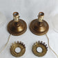 Vintage Pair MCM Electric Hurricane Table Lamps Frosted Clear Glass Globe Etched Grape Leaf Design Brass Finish Metal Retro Lighting