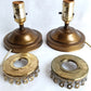 Vintage Pair MCM Electric Hurricane Table Lamps Frosted Clear Glass Globe Etched Grape Leaf Design Brass Finish Metal Retro Lighting