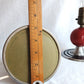 Vintage Set of 2 MCM Space Age Atomic Style Accent Mini Table Lamps Red Orb Ceramic Chrome Finish Base Fabric Lampshade Retro Lighting