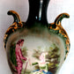 Vintage MCM George Martha Washington Style Porcelain Gilt Urn Tall Table Lamp 3 Way French Rococo Courting Couple Design Harp Finial