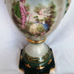 Vintage MCM George Martha Washington Style Porcelain Gilt Urn Tall Table Lamp 3 Way French Rococo Courting Couple Design Harp Finial