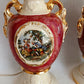 Vintage Pair Hollywood Regency MCM George Martha Washington Style Ceramic Porcelain Gilt Urn Tall Table Lamps Courting Couple Harp Finial