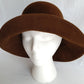 Vintage Helen Kaminski Australia Wool Brushed Felt Cloche Hat Chocolate Brown Wide Brim 22 Inches Circumference Original Storage Box –NIB