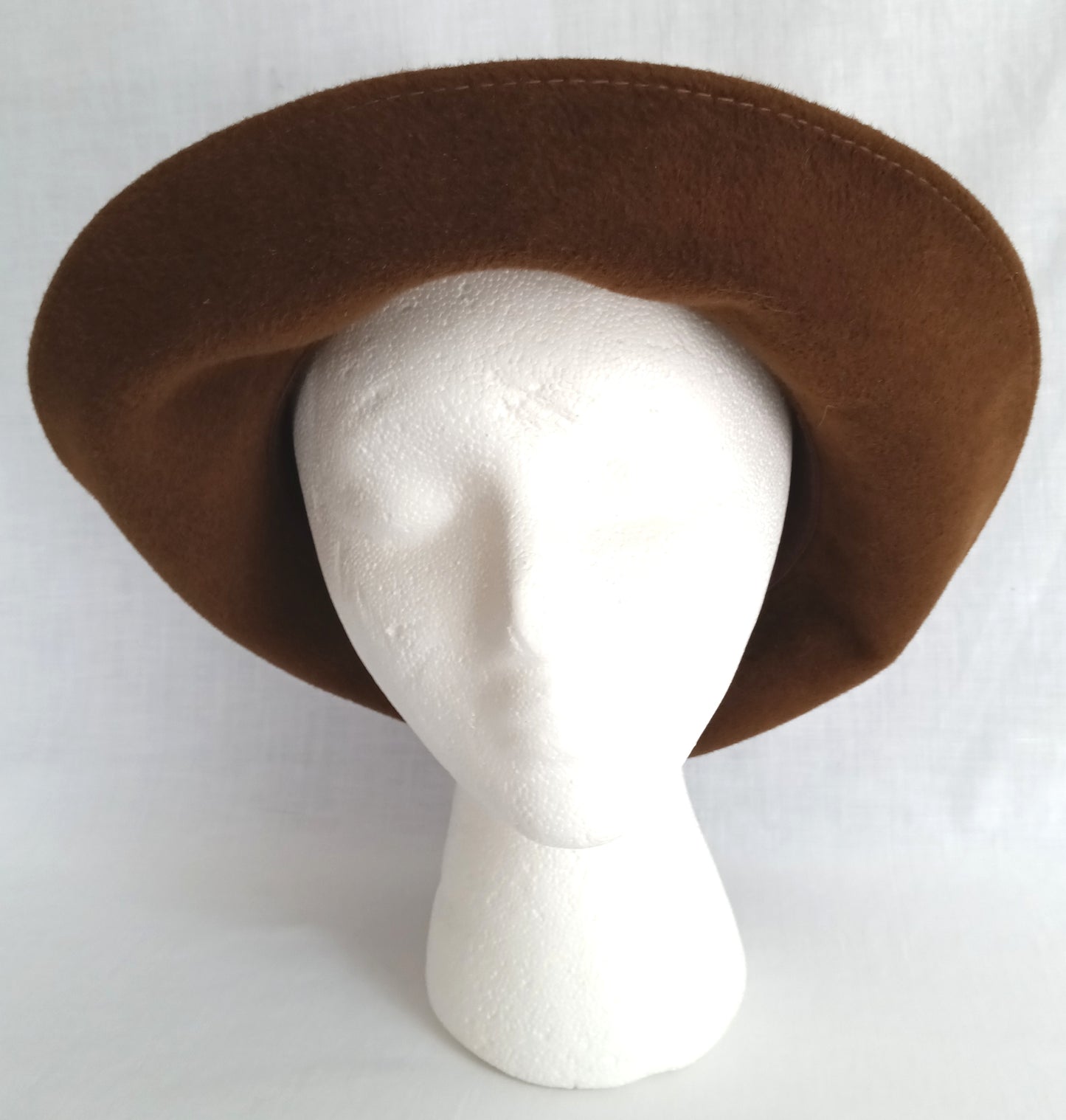 Vintage Helen Kaminski Australia Wool Brushed Felt Cloche Hat Chocolate Brown Wide Brim 22 Inches Circumference Original Storage Box –NIB