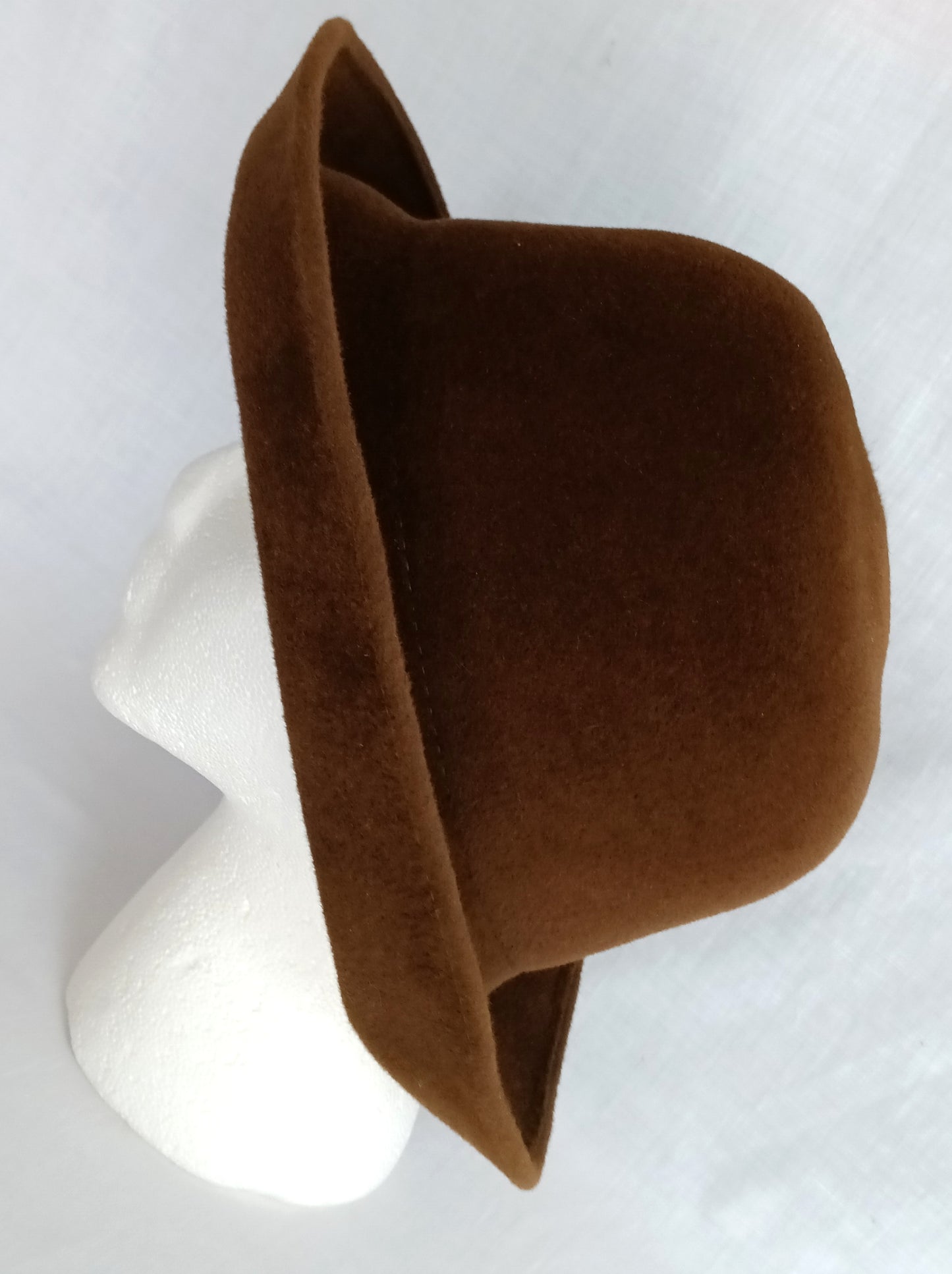 Vintage Helen Kaminski Australia Wool Brushed Felt Cloche Hat Chocolate Brown Wide Brim 22 Inches Circumference Original Storage Box –NIB