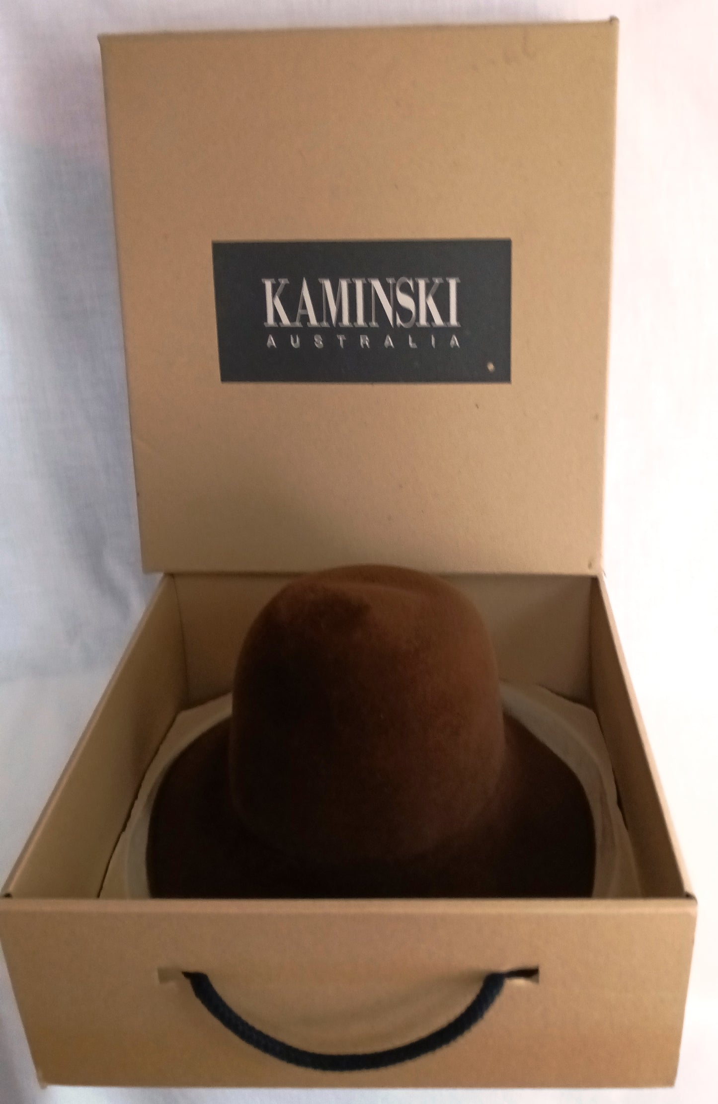 Vintage Helen Kaminski Australia Wool Brushed Felt Cloche Hat Chocolate Brown Wide Brim 22 Inches Circumference Original Storage Box –NIB
