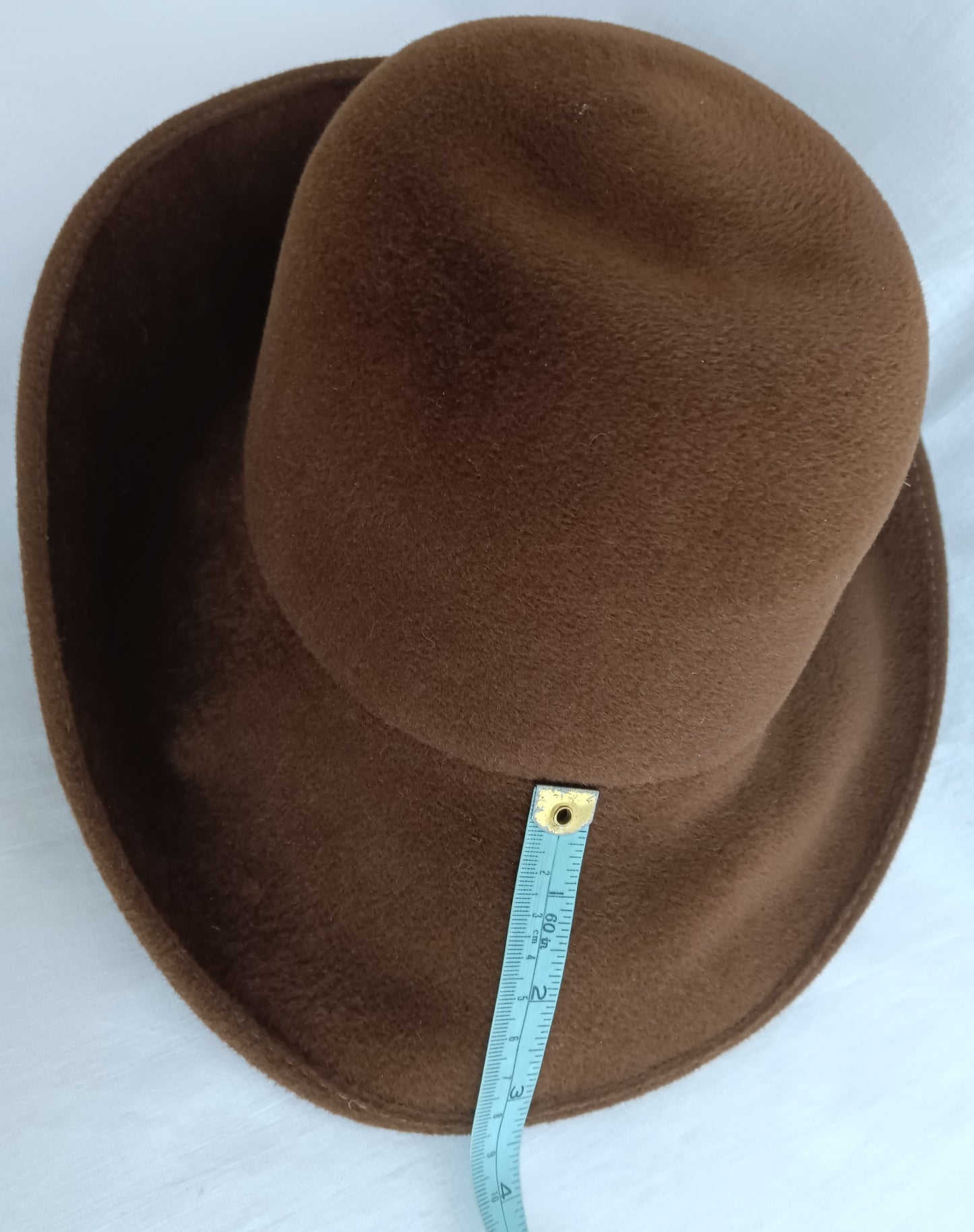 Vintage Helen Kaminski Australia Wool Brushed Felt Cloche Hat Chocolate Brown Wide Brim 22 Inches Circumference Original Storage Box –NIB