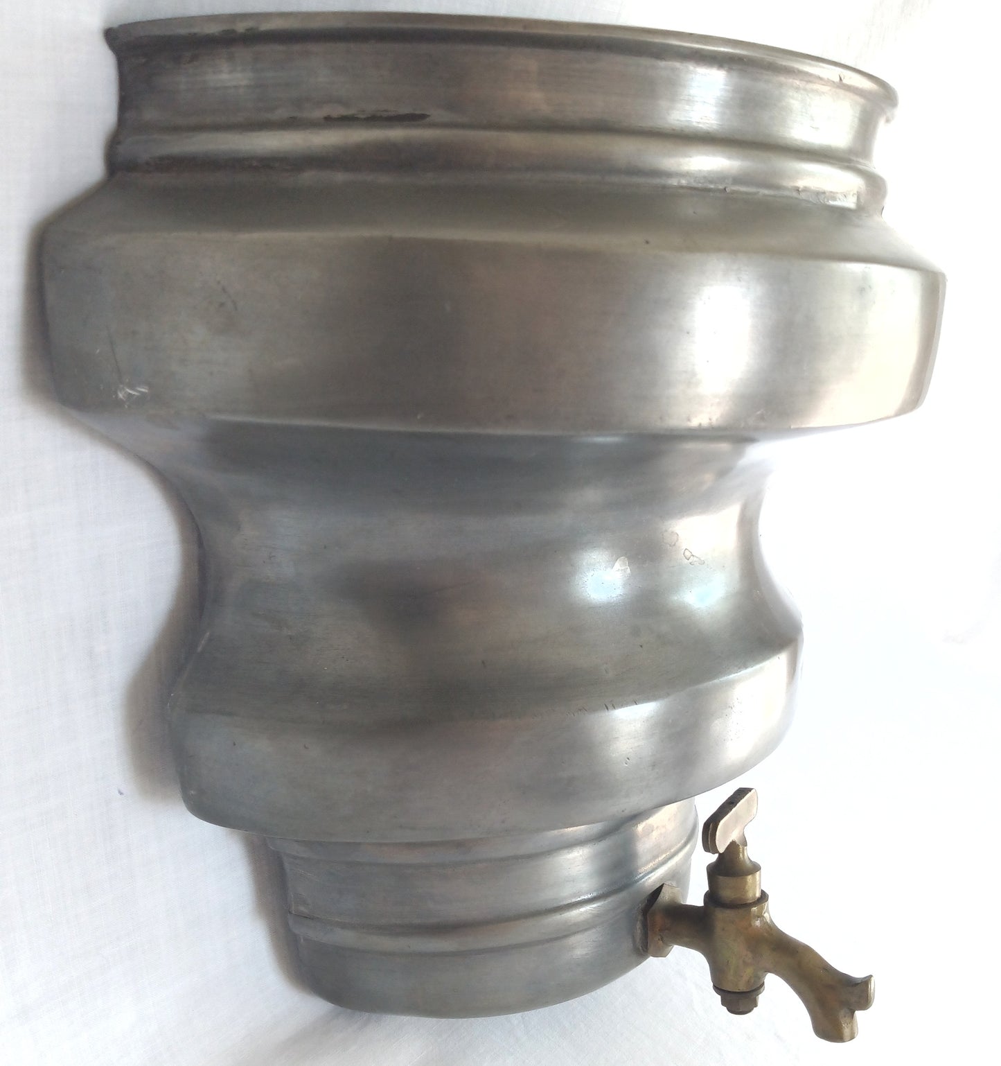 Antique Pewter Lavabo Wall Reservoir Water Fountain Pocket Vase Brass Turn-Spigot Marked CB-Made in Italy