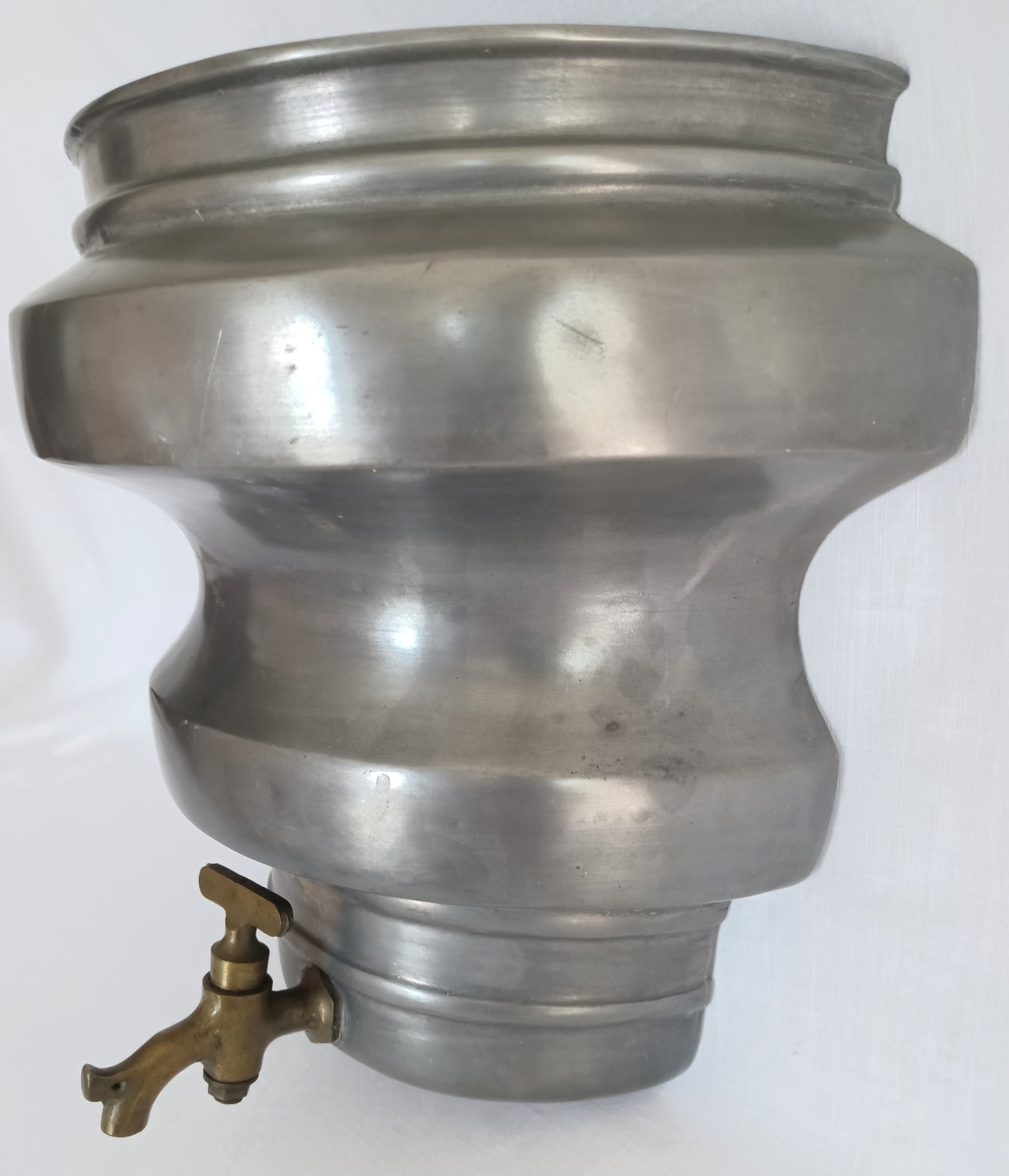Antique Pewter Lavabo Wall Reservoir Water Fountain Pocket Vase Brass Turn-Spigot Marked CB-Made in Italy