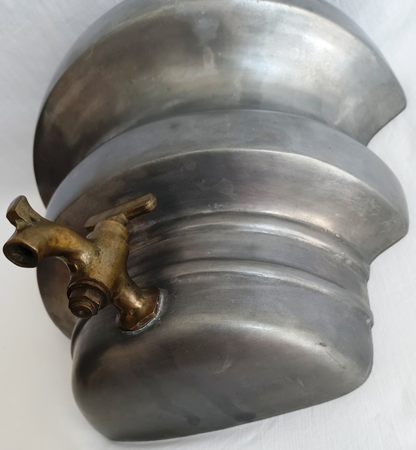 Antique Pewter Lavabo Wall Reservoir Water Fountain Pocket Vase Brass Turn-Spigot Marked CB-Made in Italy