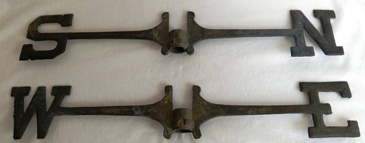 Vintage Cast Metal Weathervane Directional Arms N-S E-W Yard Barn Garage Home Roof Mounting Wind Vane Rustic Wall Decor