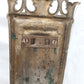 Antique Pair Wall Mounted Brass Metal Sconces Ornate Arched Top Floral Fluted Cup Gothic Revival Spanish Mediterranean Style
