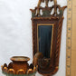 Antique Pair Wall Mounted Brass Metal Sconces Ornate Arched Top Floral Fluted Cup Gothic Revival Spanish Mediterranean Style