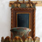 Antique Pair Wall Mounted Brass Metal Sconces Ornate Arched Top Floral Fluted Cup Gothic Revival Spanish Mediterranean Style